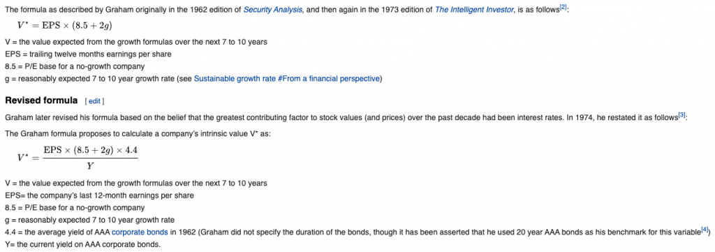 Grahams value calculation